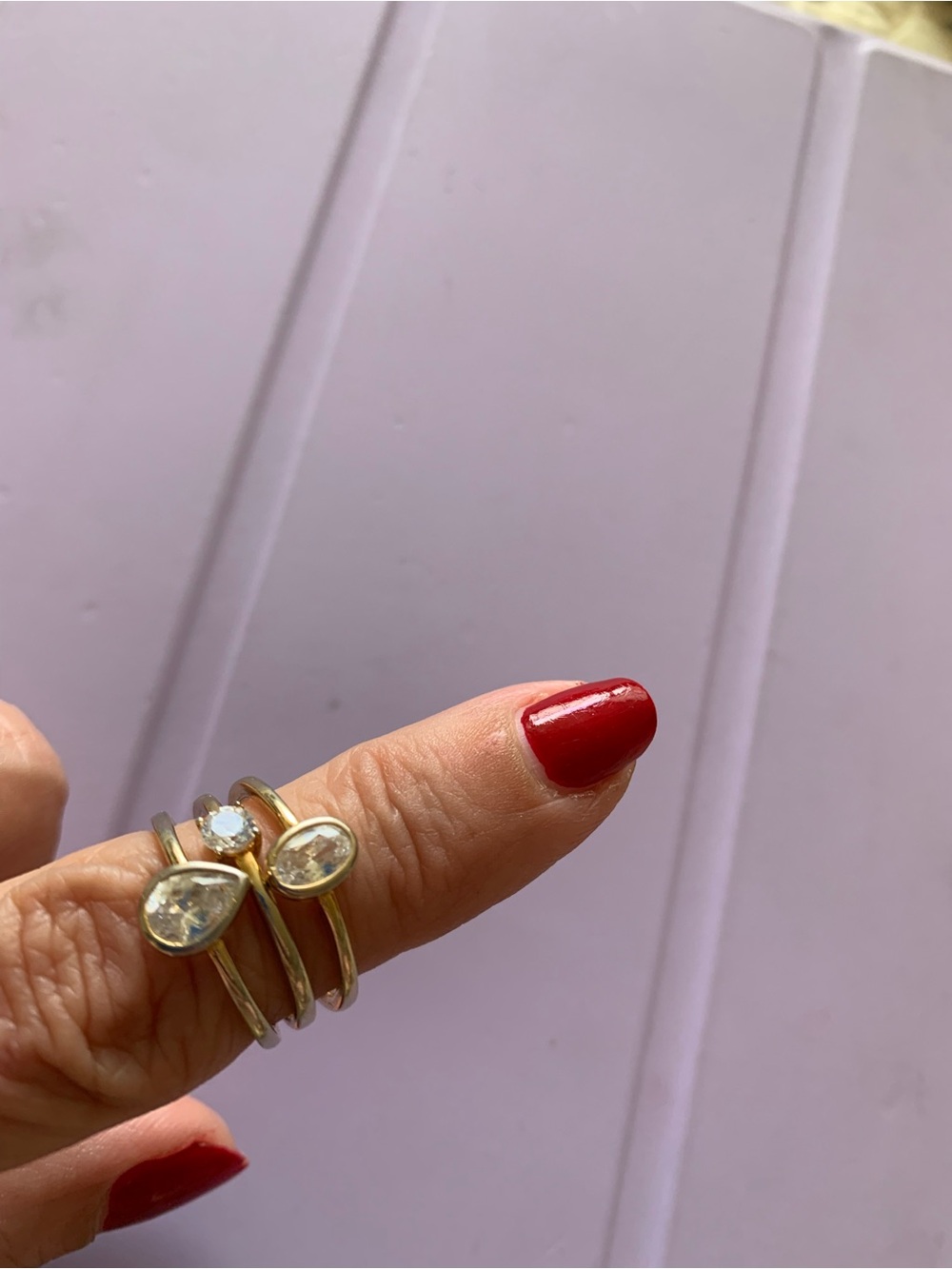 Gold Stacked Crystal Ring Set - Elegant Clear Stone Rings